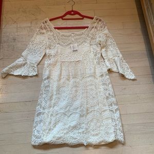 White lace Free People dress with tags
